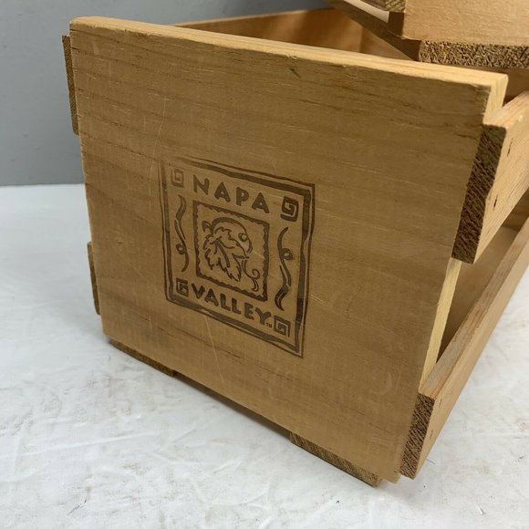 Napa Valley Wood CD Storage Box Crate Lot of 2 Wooden Pair Organizer Movie Game - Picture 2 of 10
